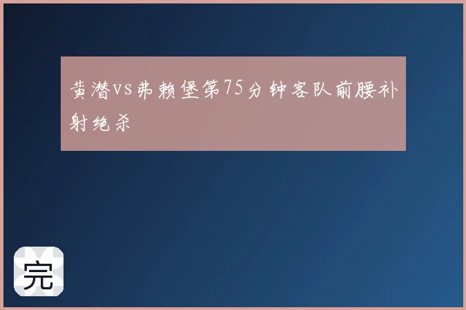 黄潜vs弗赖堡第75分钟客队前腰补射绝杀